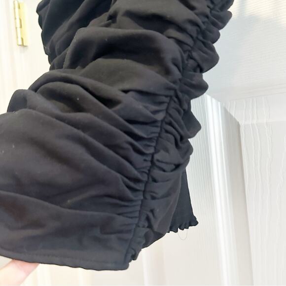 Reformation Orion Organic Cotton Corset Gathered Top BLACK Ruched SIZE 12 - Picture 4 of 14